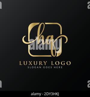 HQ Logo Design Vektorvorlage. Anfänglicher Luxusbuchstabe HQ Vektorgrafik Stock Vektor