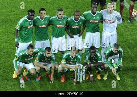 Saint-etienne Team vor dem Europa League Fußballspiel, Saint Etienne gegen Inter Mailand im Geoffroy Guichard Stadion, Saint Etienne, Frankreich, am 6. November 2014. Foto von Philipe Montigny/ABACAPRESS.COM Stockfoto