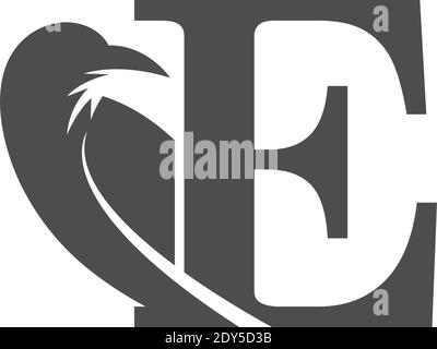 Buchstaben E und Krähe Kombination Symbol Logo Design Vektor Stock Vektor