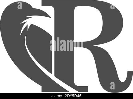 Buchstaben R und Krähe Kombination Symbol Logo Design Vektor Stock Vektor