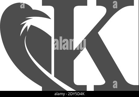 Buchstaben K und Krähe Kombination Symbol Logo Design Vektor Stock Vektor