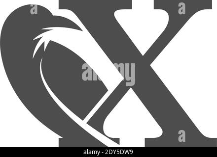 Buchstaben X und Krähe Kombination Symbol Logo Design Vektor Stock Vektor