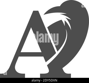 Buchstaben A und Krähe Kombination Symbol Logo Design Vektor Stock Vektor