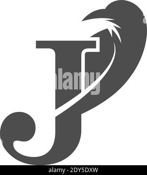 Buchstaben J und Krähe Kombination Symbol Logo Design Vektor Stock Vektor