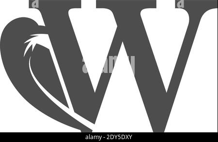 Buchstaben W und Krähe Kombination Symbol Logo Design Vektor Stock Vektor