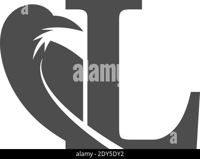 Buchstaben L und Krähe Kombination Symbol Logo Design Vektor Stock Vektor