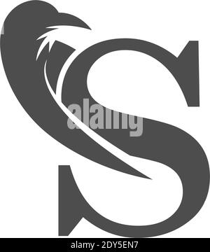 Buchstaben S und Krähe Kombination Symbol Logo Design Vektor Stock Vektor