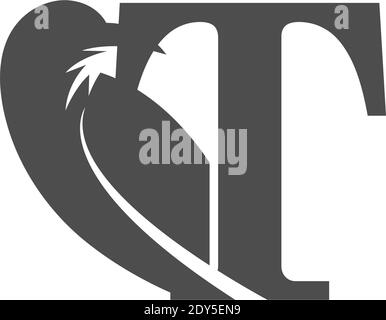 Buchstaben T und Krähe Kombination Symbol Logo Design Vektor Stock Vektor