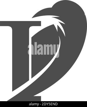 Buchstaben I und Krähe Kombination Symbol Logo Design Vektor Stock Vektor