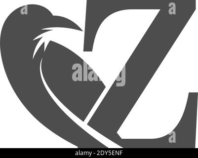Buchstaben Z und Krähe Kombination Symbol Logo Design Vektor Stock Vektor