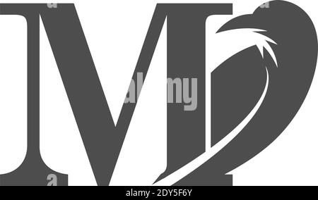 Buchstaben M und Krähe Kombination Symbol Logo Design Vektor Stock Vektor