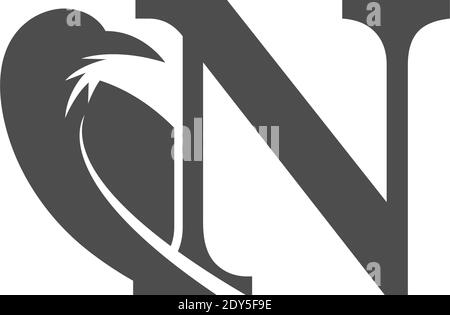 Buchstaben N und Krähe Kombination Symbol Logo Design Vektor Stock Vektor