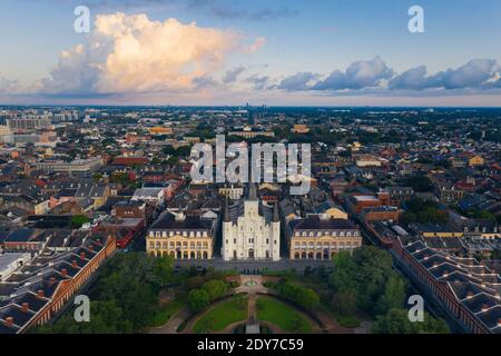 New Orleans Saint Louis Kirche am Morgen von oben Stockfoto