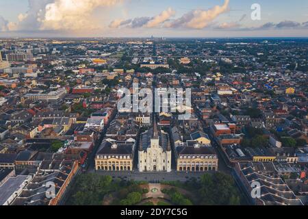 New Orleans Saint Louis Kirche am Morgen von oben Stockfoto