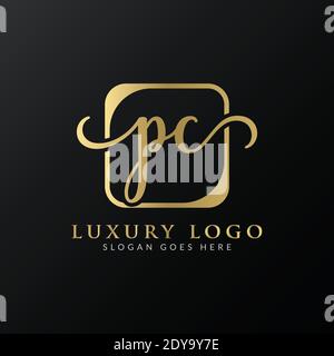 Initial PC Letter Logo Design Moderne Typografie Vektor-Vorlage. Creative Luxury PC-Logo-Vektor. Stock Vektor