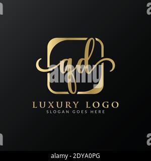 Initial Letter QD Logo Design Vektor-Vorlage. Modernes Luxus-QD-Buchstabe Logo-Design Stock Vektor