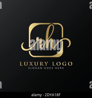 Initial rh Letter Logo Design Moderne Typografie Vektor-Vorlage. Kreativer Luxus Buchstabe rh Logo Design. Stock Vektor