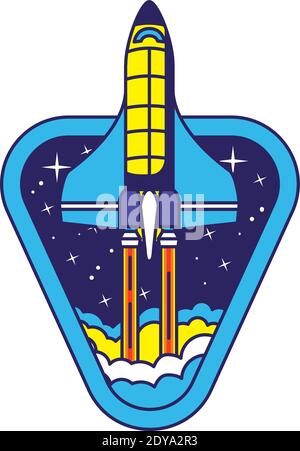 Abzeichen mit einer Rakete darin Stock Vektor