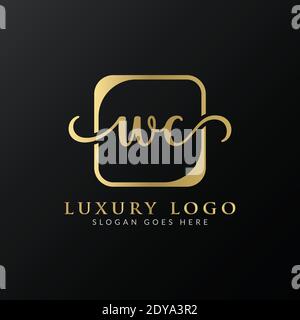 Creative Brief WC Logo Design Vektor-Vorlage. Anfänglicher Luxus Buchstabe WC Logo Design Stock Vektor