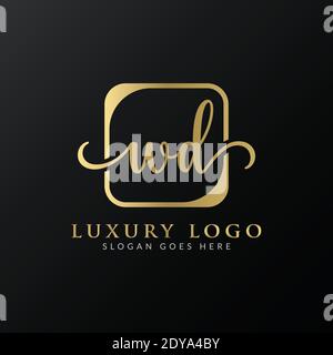 Kreativer Buchstabe WD Logo Design Vektor-Vorlage. Initial Luxury Letter WD Logo Design Stock Vektor