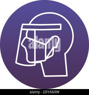 Profil tragen Schild Kunststoff Maske Gesichtsschutz Block Stil Symbol vektorgrafik Design Stock Vektor