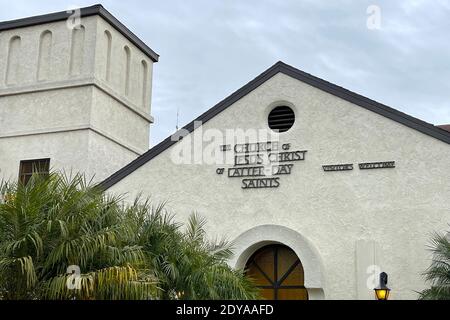 Die Kirche Jesu Christi der Heiligen der Letzten Tage ist am Donnerstag, den 24. Dezember 2020, in Los Angeles zu sehen. (Kirby Lee über AP) Stockfoto