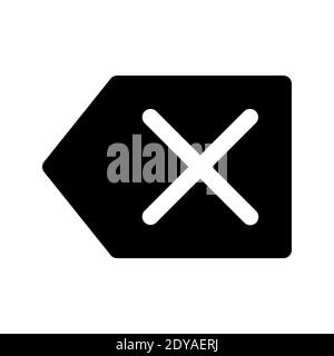 backspace Pfeil Icon Vektor, Pfeil links mit Kreuz. Isoliert auf weißem Hintergrund. Stock Vektor
