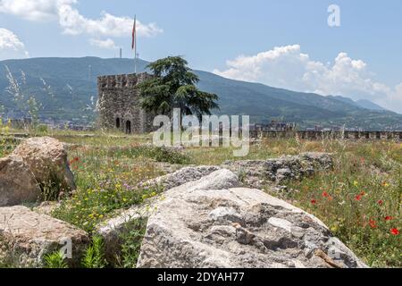 Blick von der Festung Kale, Skopje, Mazedonien (FYROM), Republik Nordmakedonien Stockfoto