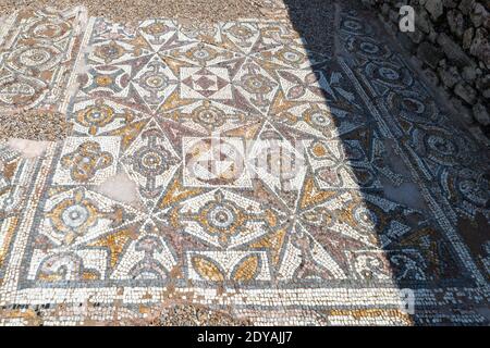 Mosaiken, Stobi, archäologische Ruinen der römischen Stadt, Mazedonien, (FYROM), Republik Nordmakedonien Stockfoto