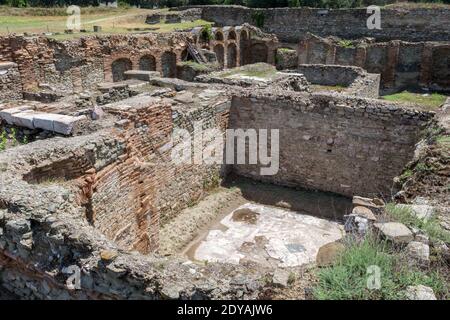 1. Jahrhundert römisches Gebäude, Stobi, archäologische Ruinen der römischen Stadt, Mazedonien, (FYROM), Republik Nordmakedonien Stockfoto