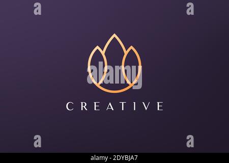Gold Blatt Luxus Blume Logo in schlichter Form mit modernen Stil Stock Vektor
