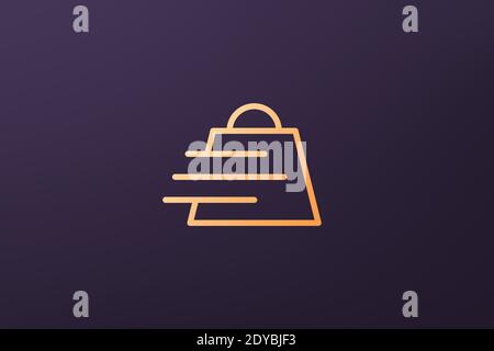 Einfaches Online-Shop-Logo-Konzept mit modernem Stil und Gold Farbe Stock Vektor