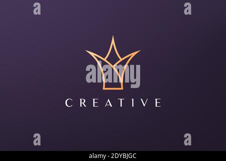 Gold Blatt Luxus Blume Logo in schlichter Form mit modernen Stil Stock Vektor