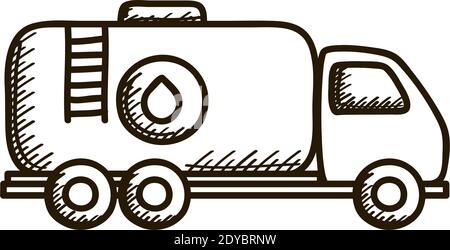Zisterne Tank in LKW von Öl gezeichnet Stil Icon-Vektor Illustrationsdesign Stock Vektor