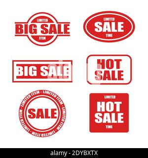 Verkauf rote Briefmarkensammlung isoliert. Label Symbol Verkauf Design-Set. Grunge Stempel Abzeichen Werbung Vektor Illustration Stock Vektor