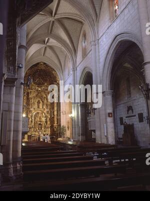 INTERIOR DE LA IGLESIA DE TORRELAGUAN INICIADA EN EL SIGLO XIII PERO CONSTRUIDA CASI EN SU TOTALIDAD EN EL SIGLO XV ORT: IGLESIA DE SANTA MARIA MAGDALENA. Torrelaguna. MADRID. SPANIEN. Stockfoto