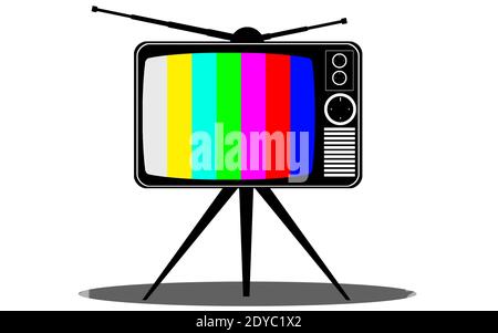 Eine Illustration eines Retro-Fernsehers, der auf weißem Hintergrund isoliert ist Stockfoto