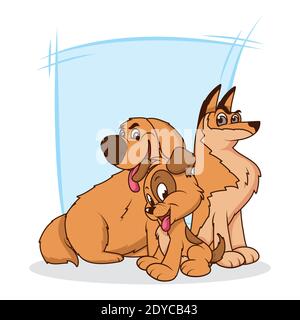 Gruppe von drei Hunden Comic-Zeichentrickfiguren Vektor Illustration Design Stock Vektor