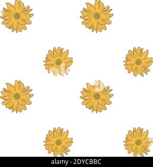 Nahtloser Hintergrund mit leuchtend gelben Blüten. Wiederholendes Muster. Stock Vektor