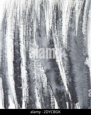 Aquarell abstrakt Grunge grauer Hintergrund, monochrom, handbemalte Textur, Aquarellflecken. Stockfoto