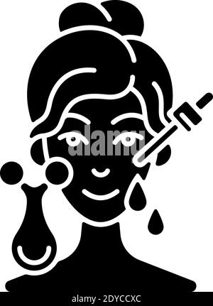 Micro current Massagegerät, schwarzes Glyphsymbol Stock Vektor