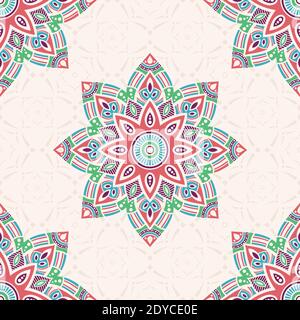 Nahtlose Vektor-Farbmuster mit Mandala. Abstrakt orientalischen Mandala Hintergrund. Vintage-Deko-Elemente. Islam, Arabisch, Indisch, Ottomane Motive. Stock Vektor