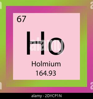 Ho Holmium Periodensystem Für Chemische Elemente. Einzelelement-Vektordarstellung, Lanthanid-Elementsymbol mit molarer Masse und Ordnungszahl. Stock Vektor