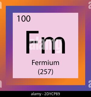 Fm-Fermium-Periodensystem Für Chemische Elemente. Vektordarstellung eines einzelnen Elements, Symbol für Actinidelemente mit molarer Masse und Ordnungszahl. Stock Vektor