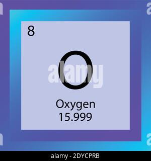 O Periodensystem für chemische Sauerstoffelemente. Vektordarstellung eines Einzelelements, Symbol für nichtmetallisches Element mit molarer Masse und Ordnungszahl Stock Vektor