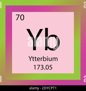 Yb Ytterbium – Periodensystem Für Chemische Elemente. Einzelelement-Vektordarstellung, Lanthanid-Elementsymbol mit molarer Masse und Ordnungszahl. Stock Vektor