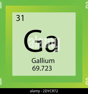 Ga Gallium – Periodensystem Für Chemische Elemente. Einzelelement Vektor Illustration, Post Übergang Metalle Element Symbol mit molarer Masse und Ordnungszahl Stock Vektor
