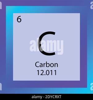 C Periodensystem für kohlenstoffchemische Elemente. Vektordarstellung eines Einzelelements, Symbol für nichtmetallisches Element mit molarer Masse und Ordnungszahl Stock Vektor