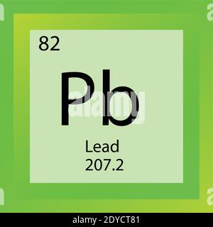 Pb Blei Chemisches Element Periodensystem. Einzelelement Vektor Illustration, Post Übergang Metalle Element Symbol mit molarer Masse und Ordnungszahl Stock Vektor