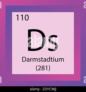 Ds Darmstadtium Periodensystem Für Chemische Elemente. Vektordarstellung eines einzelnen Elements, Elementsymbol mit molarer Masse und Ordnungszahl. Stock Vektor